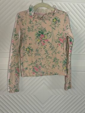 Janie and Jack Pale Pink Floral Ruffle-Neck Swim Rashguard